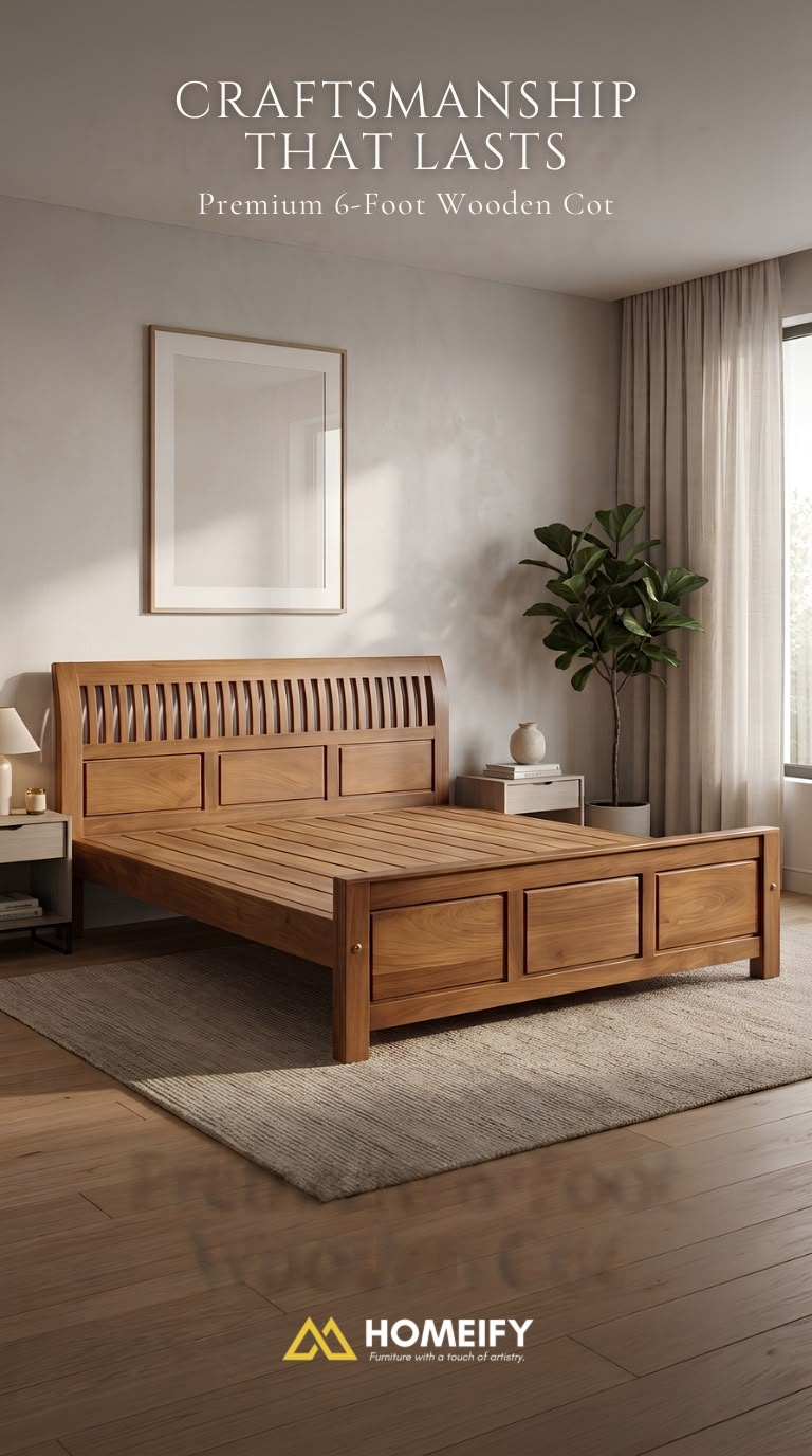 Homeify Teak Cot 6ft